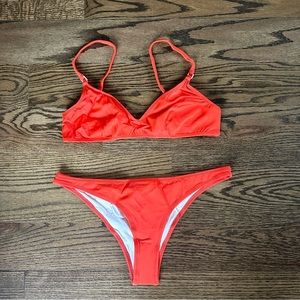 Solid & Striped The Rachel Bikini Set in Lipstick, NWT